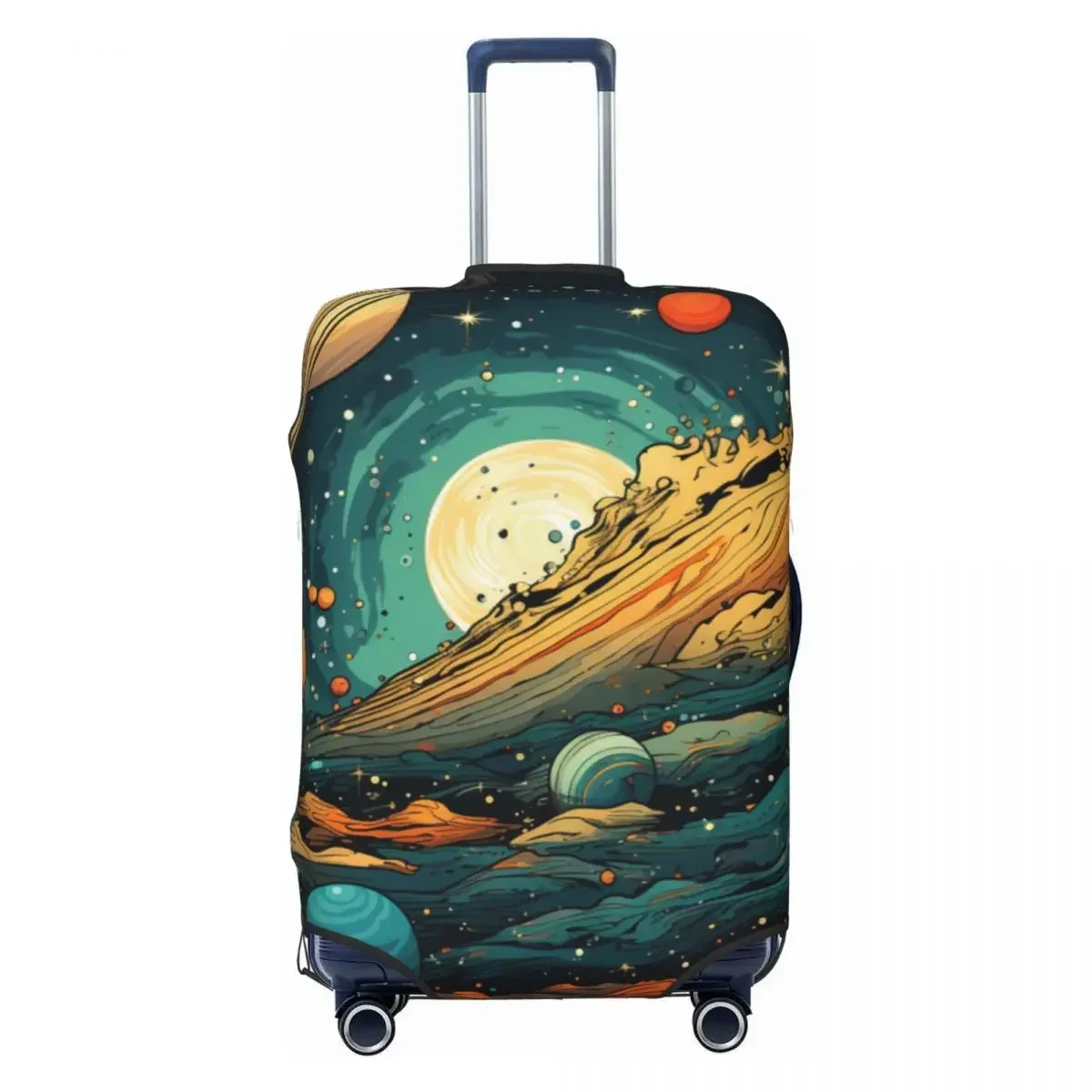 Funny Planets Suitcase Cover Clouds Cruise Trip Protector Vacation Strectch Luggage Supplies