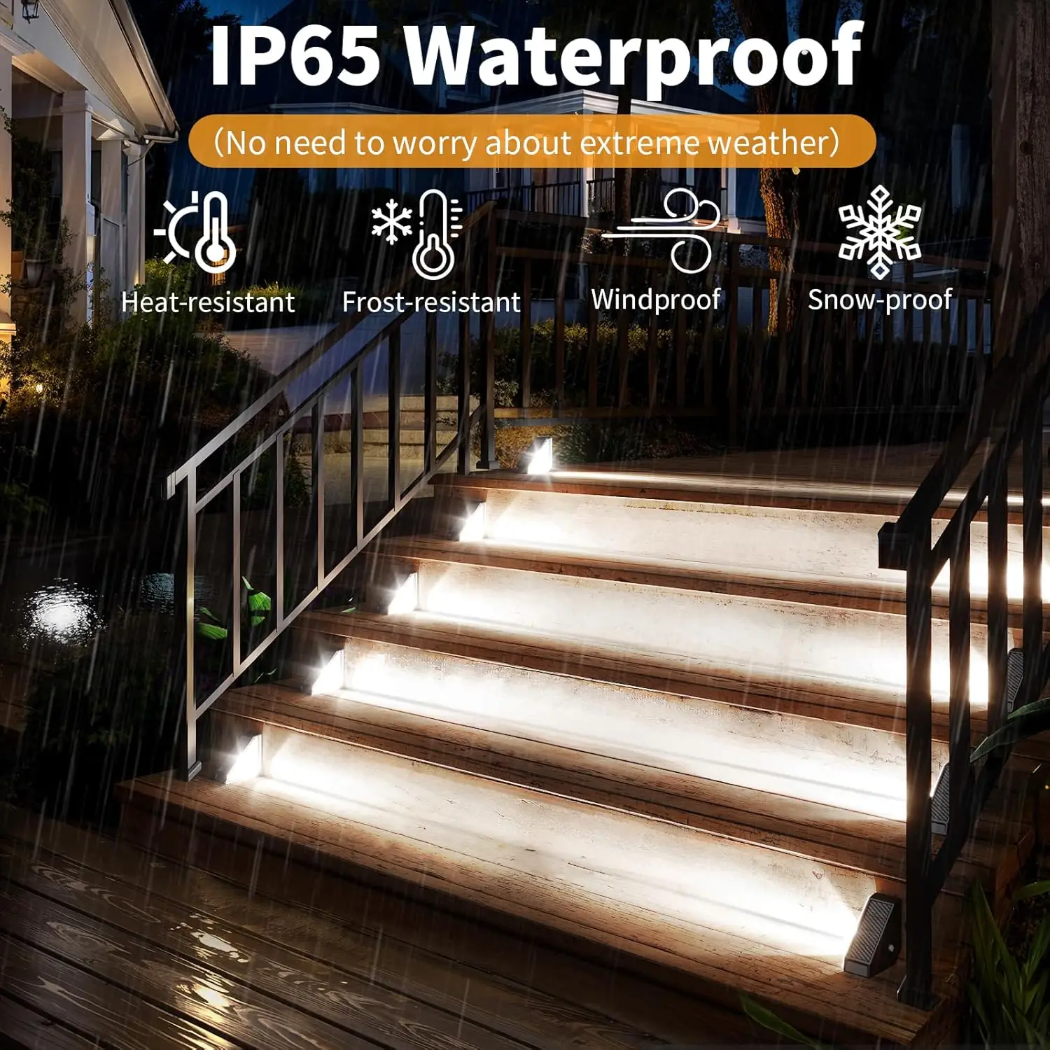 2Pack LED Solar Step Lamp Path Stair Outdoor Garden Lights Waterproof Balcony Light Decoration for Patio Stair Fence Light