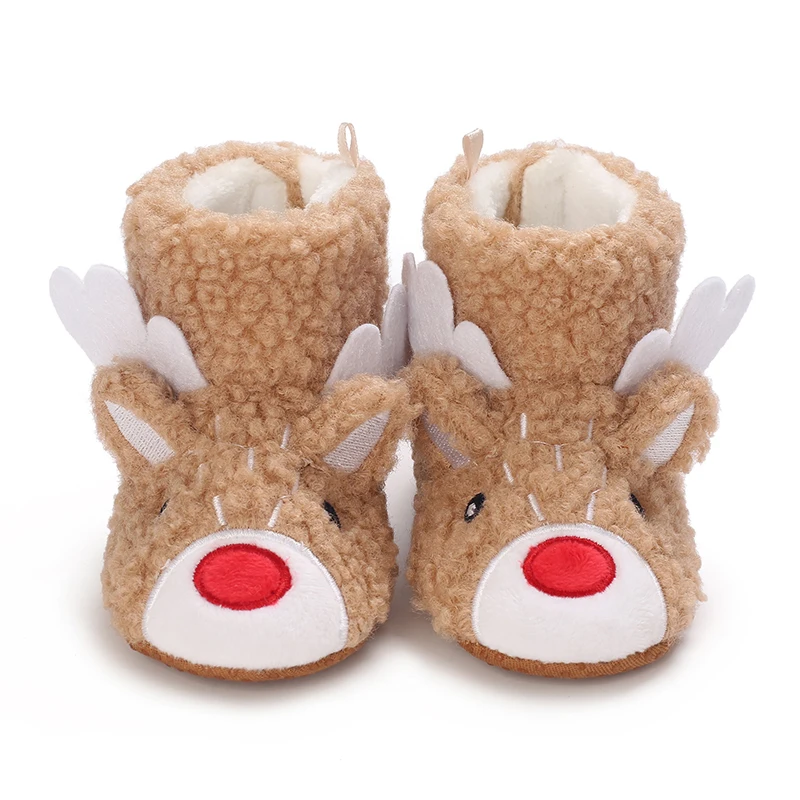 New Christmas Warm Soft Shoes Baby Toddler First Walkers Winter Baby Boy Girl Shoes Xmas Cosplay Cute Cartoon Kids Animal Shoes