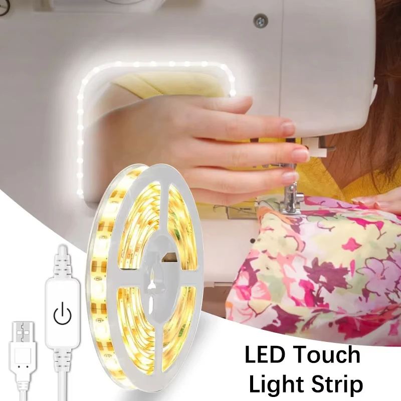 5V LED Strip Light TV Backlight USB Flexible Diode Tape Touch Sensor Dimmable ON OFF Cabinet Kitchen Bedroom Mirror Lighting