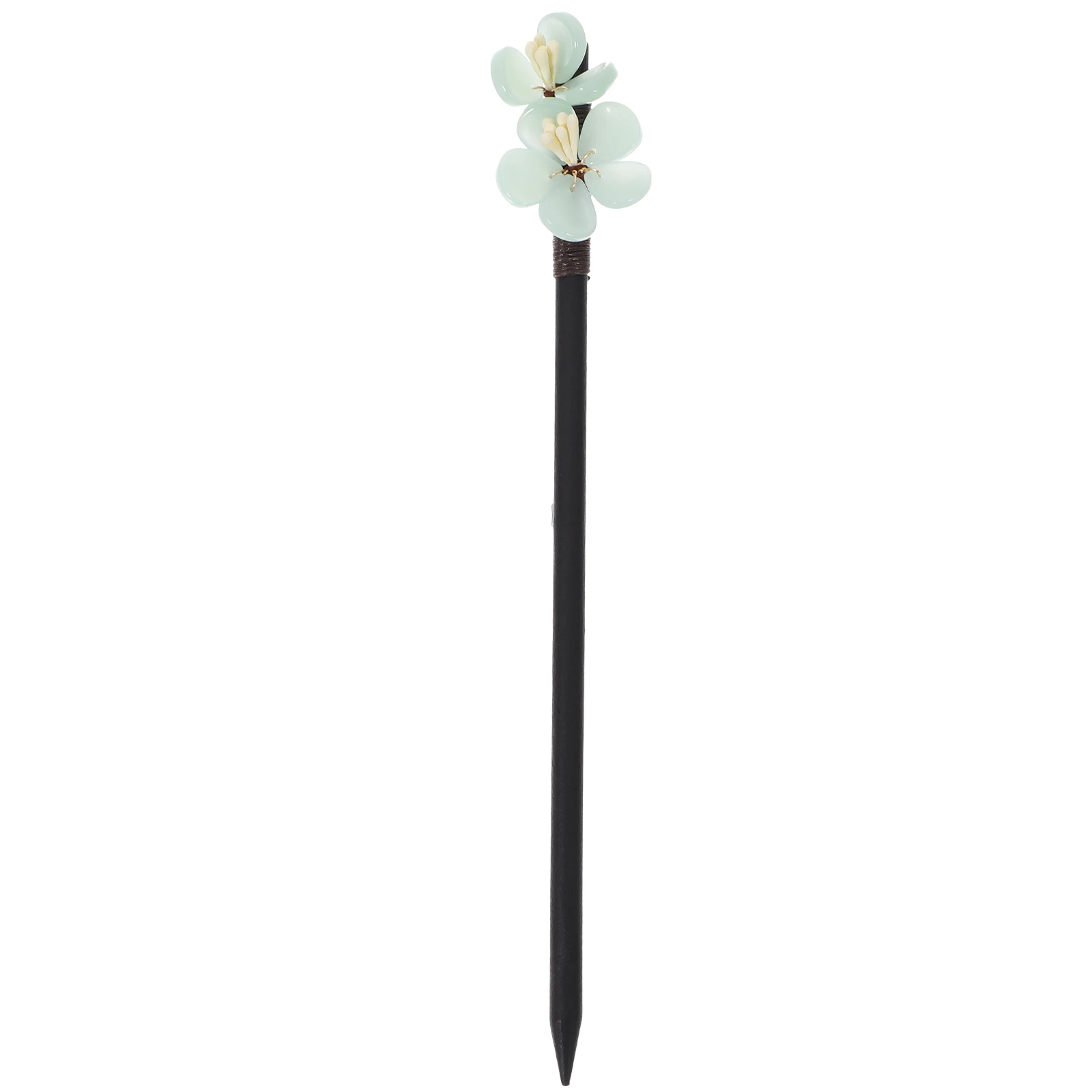 

Green Hairpin Woman Chopsticks Glass Aluminum Wooden Fork Durable Practical Colored Flower Retro Charm Handmade Natural Wood
