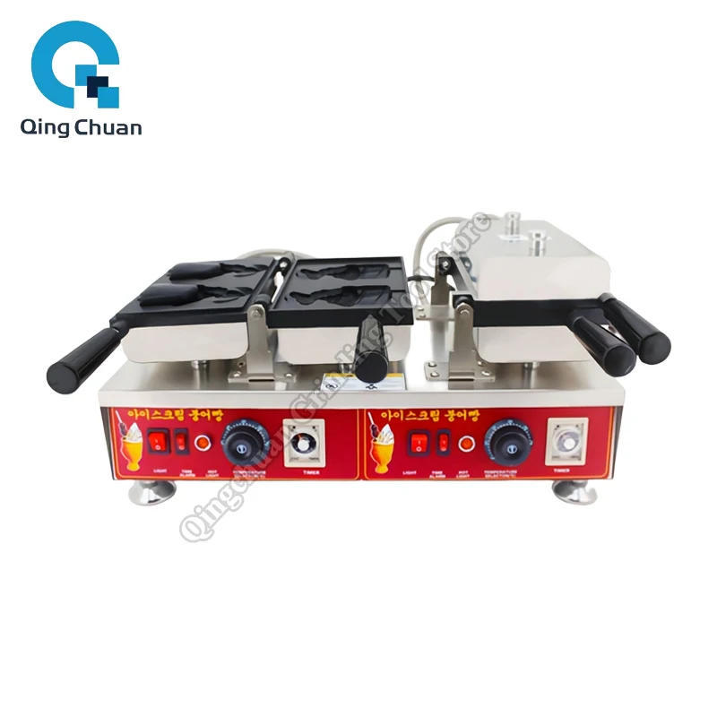 

Commercial Taiyaki Fish-Shaped Waffle Maker Electric 110V 220V Open Mouth Taiyaki Ice Cream Machine Fish Cake Maker Machine