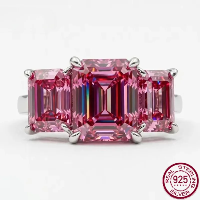 Yaranyan 100% 925 Sterling Silver 5 CT Emerald Cut Real GRA Moissanite Diamonds Wedding Engagement Cocktail Ring Fine Jewelry