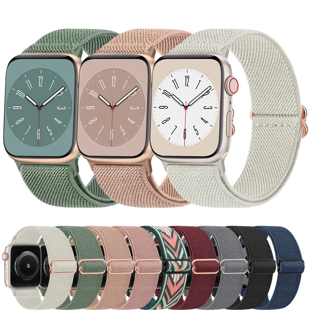 

Elastic Nylon Band For Apple Watch 44mm 40mm 45mm 41mm 38mm 42mm 49mm Strap Bracelet For iWatch Ultra 8 7 6 5 4 3 2 Se Watchband