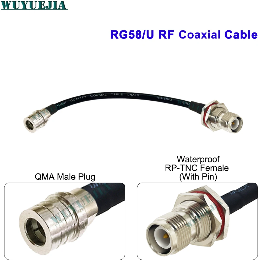 RG58/U RF Coax Pigtail Cable Waterproof QMA Female to TNC Male Low Attenuation Shielded Jumper Wire For Router Signal Connection