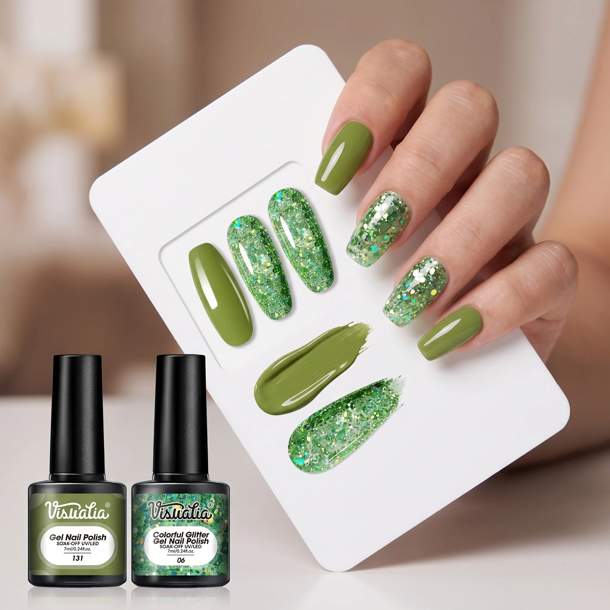 Ce dernier vernis à ongles gel vert offre une brillance et une saturation élevées, convient à la luminothérapie LED et est un incontournable.