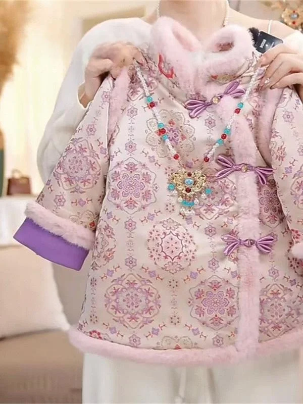 女の子の新年の伝統的な中国のスレ・フロ・コート・ド・リ（Fce）冬2025年スレ・ド・ベビーガール服