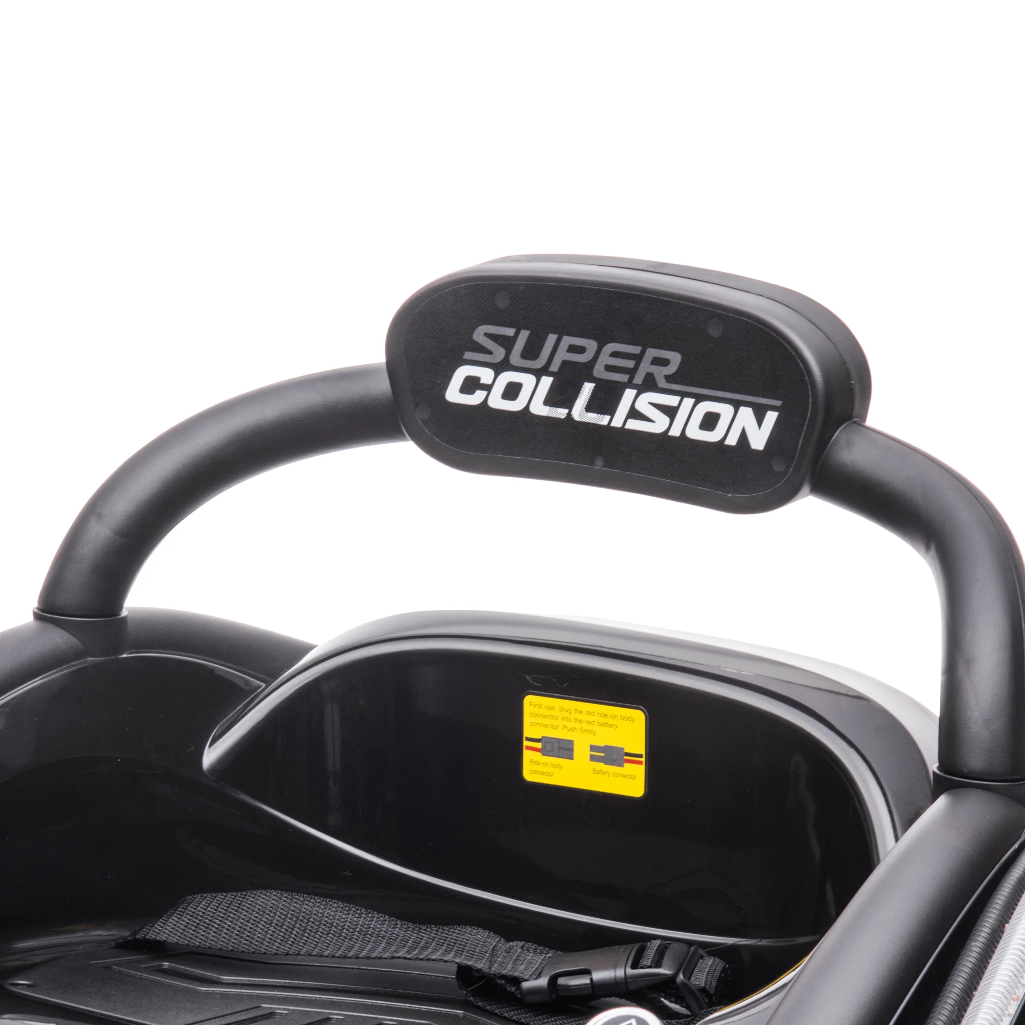 Auto paraurti 12V per bambini, giocattolo da cavalcare con telecomando genitore, nero