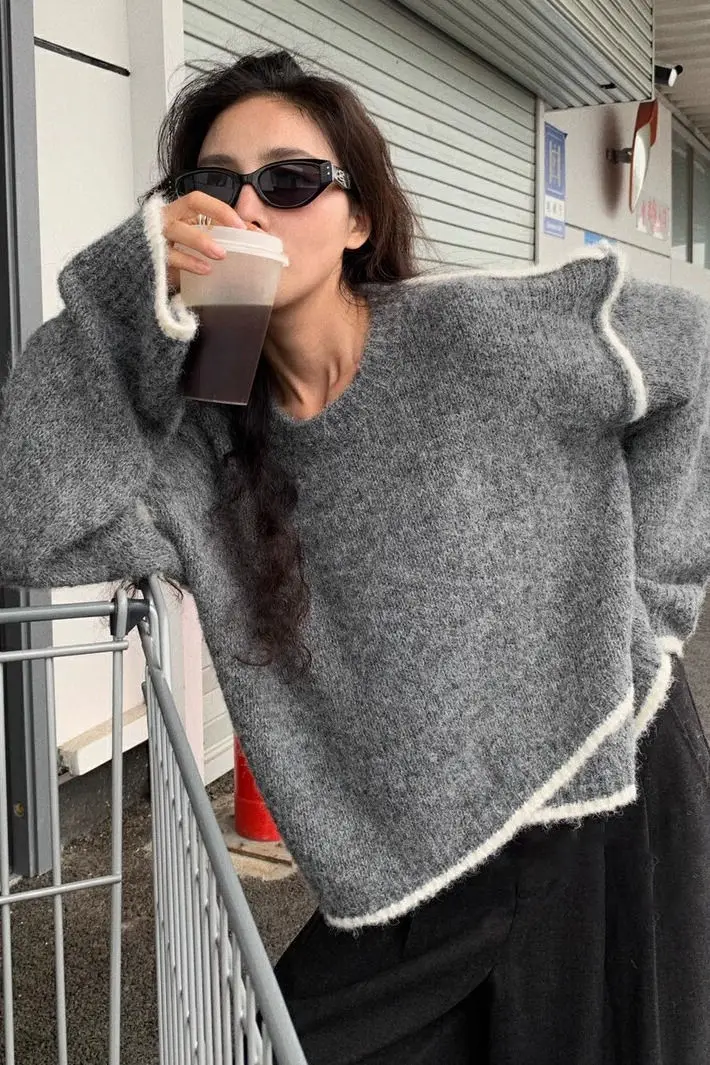 Maglioni Maglioni Pullover Donna Scollo a V Donna Sexy Punk Quotidiano All'aperto Morbido Elegante Grazioso Inverno Bianco caldo Bellissimo Gothi