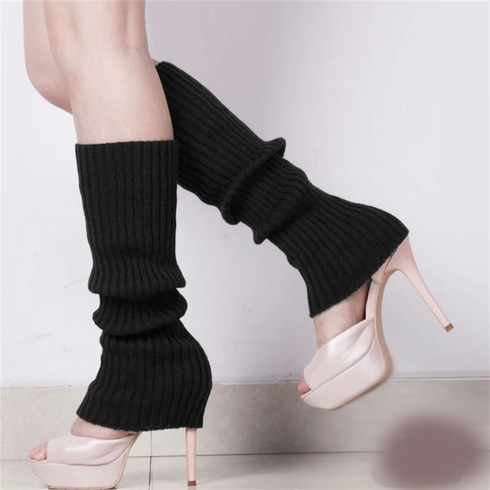 Adult Unisex Foot Cover Sock Knitted Leg Warmers  Winter Solid Candy Color Y2K Leggings Lolita JK Warm Vertical Stripes Stocking