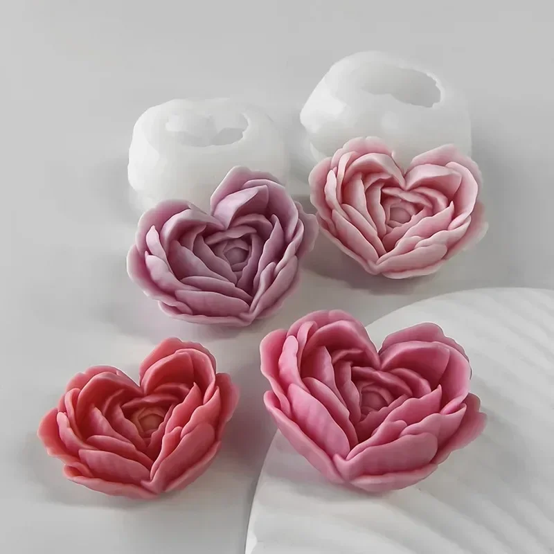 

Heart Shape Flowers Mold DIY Love Heart Shaped Roses Aromatherapy Candle Epoxy Resin Mould Soap Silicone Molds