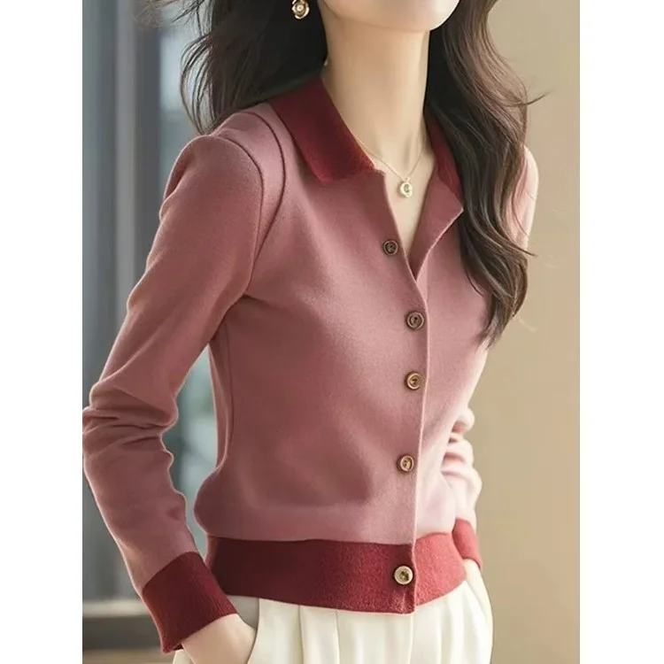 

Шикарный повседневный цветной свитер с отложным воротником и одной пуговицей, женский модный универсальный длинный свеч K...