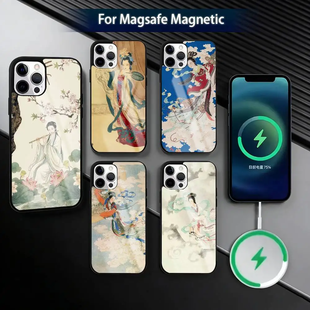 

Chinese C-Clothing Hanfu Phone Case For iPhone17,16,15,14,13,12,11 Plus,Pro Magnetic For Magsafe Wireless Charging