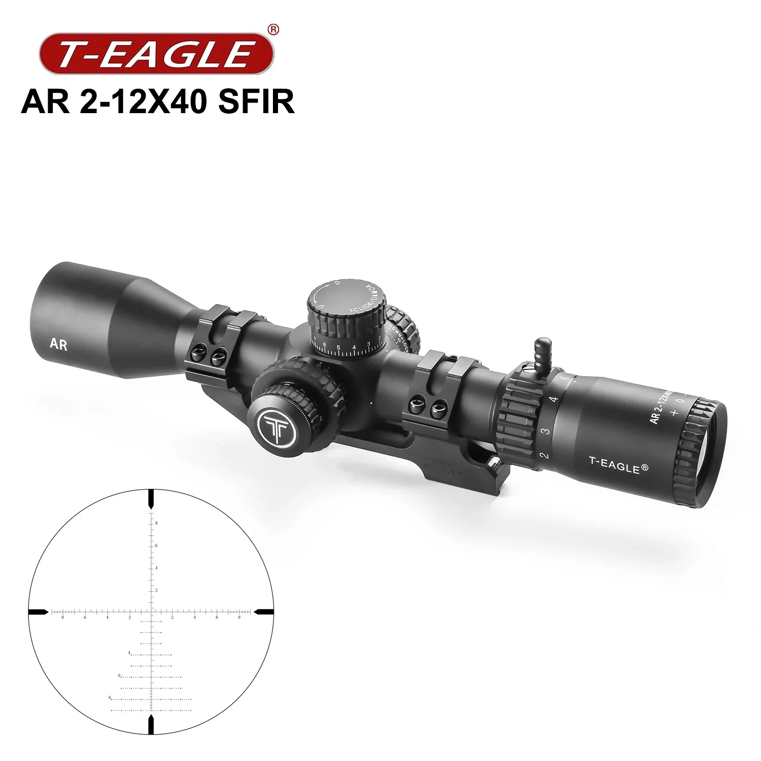 

T-EAGLE Big Wheel AR 2-12X40 SFIR Tactical Optical Sight Riflescope For Hunting Compact Optics Airgun SFP Scope With Mounts