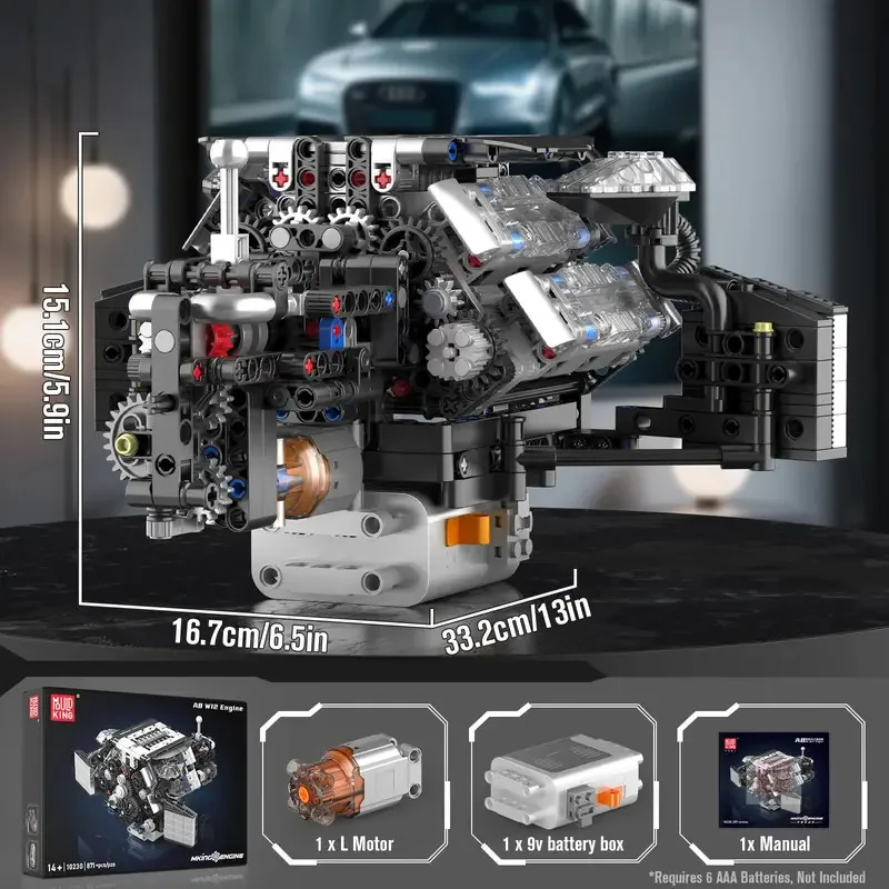 871 pçs molde rei 10230 w12 conjuntos de blocos de construção do motor moc mini modelo de motor de transmissão meninos adultos exibição coleção brinquedos