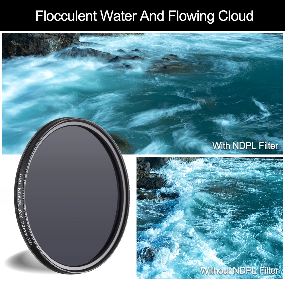 GiAi 2 In 1 ND8 CPL Filter Polarizing Neutral Density Camera Lens 49 52 55 58 62 67 72 77 82 86 mm For Canon Nikon Sony