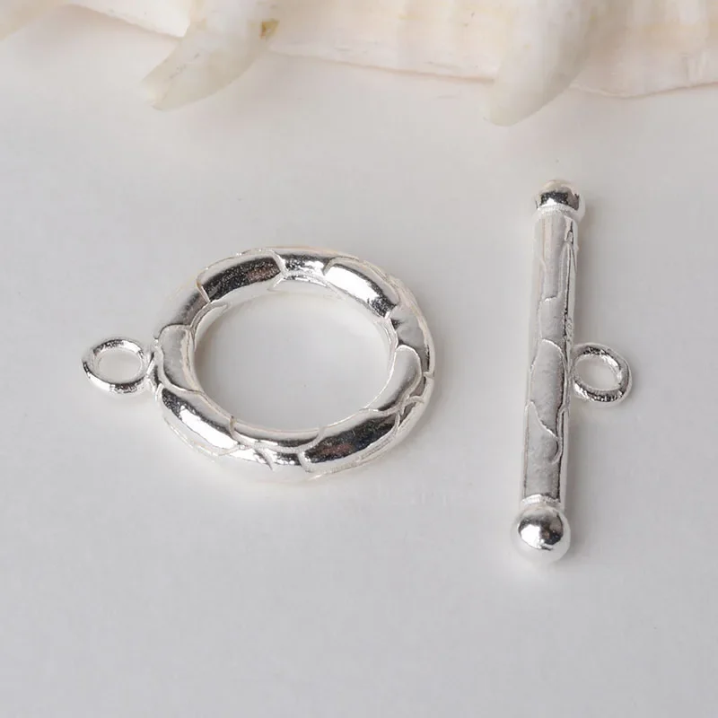 

Solid 925 Sterling Silver Circle toggle clasp for jewelry making accessories
