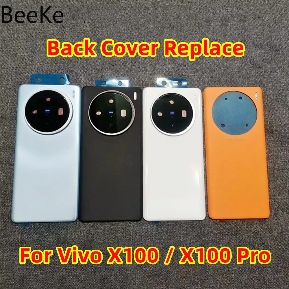 Original Back Cover Lid For Vivo X100 / X100 Pro 5G Battery Glass Rear Door Case Housing +Lens Frame Adhesive Replacement Repair