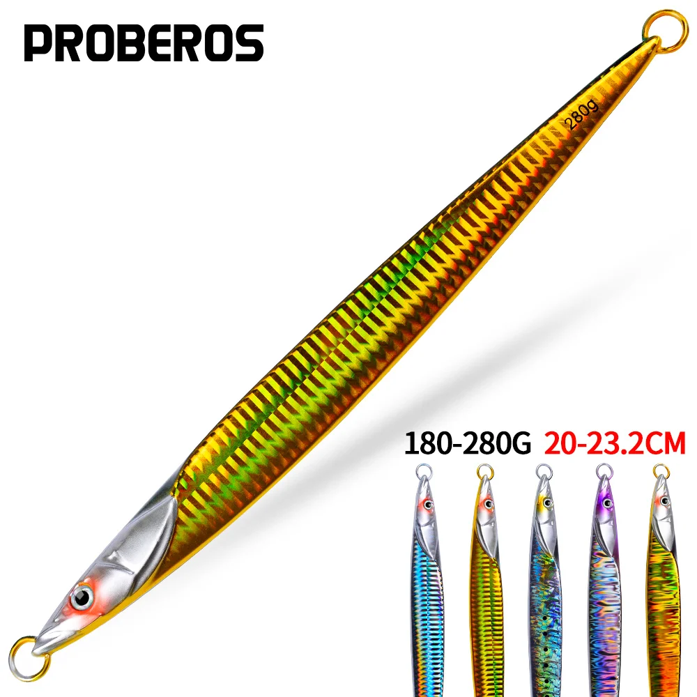 PROBEROS 5pcs 180g - 280g Metal Jig Fishing Lures Artificial Hard Baits Freshwater Saltwater Bass Trout Fishing Accessories
