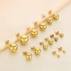 Luxury Stainless Steel Round Ball Earrings For Women Men Simple Muticolor Beads Ear Studs Fashion Geometric Jewelry Minimalist
