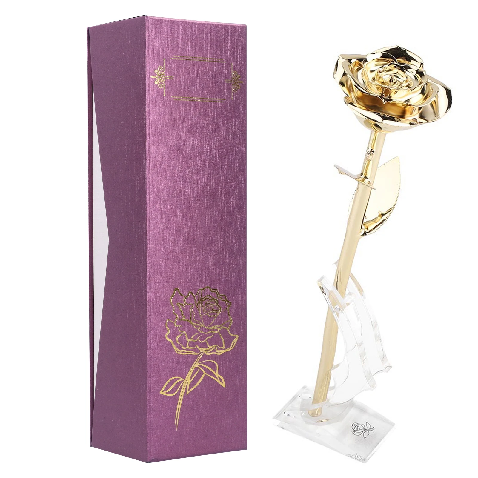 

24K Gold‑Plated Real Rose Valentine's Day Golden Rose with Base Gift Decoration for Girlfriend
