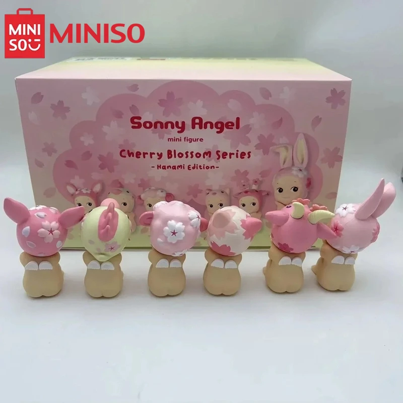 Miniso-Muñeca Sonny Angel de marca compartida, flor de cerezo, diseño de caja ciega desplegable, selección aleatoria para coleccionistas de juguetes