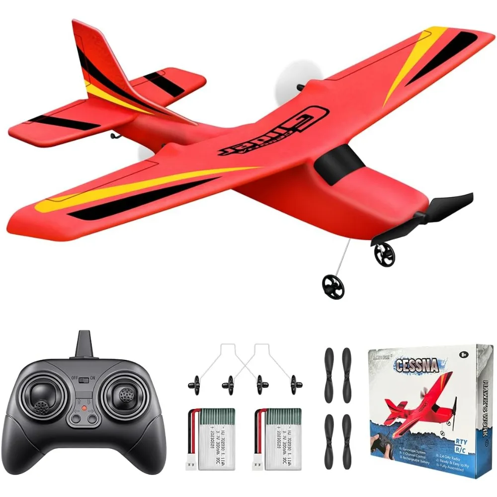 Avión Hawk's Work 2 CH RC: listo para volar, planeador de control remoto de 2,4 GHz para niños y principiantes