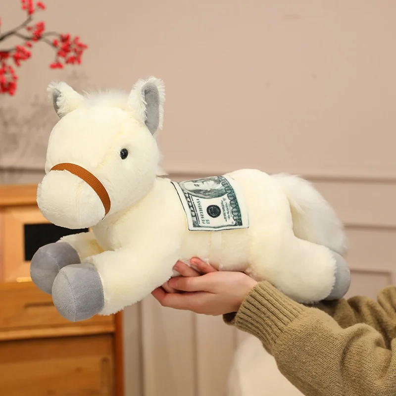 Cozy Fluffy Cartoon Horse Doll 40cm Prone Position Horse Plush Throw Pillow Soft Stuffed Animal Doll Birthday Gifts
