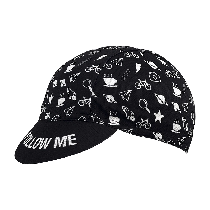 Classic cycling cap, polyester sweat absorption, pop neutral black and white graffiti