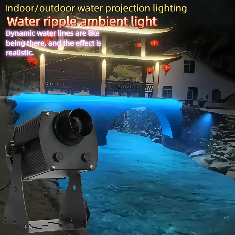Christmas Outdoor LED Dynamic Projection Lamp 200W Water Pattern Lighting 3D Ripple IP65 Ambient Landscape Gobo for Shop Logo