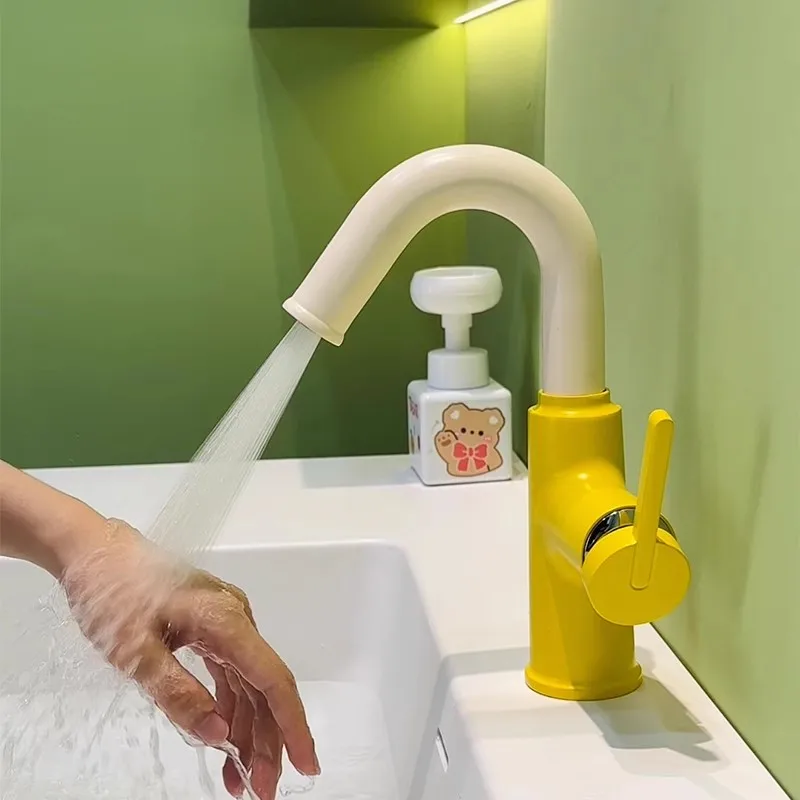Cold Deck Mounted Lavatory Crane Water Tap Chrome Brush Gold Bathroom Unique Design Basin Faucet Gray Sink Mixer Tap Hot