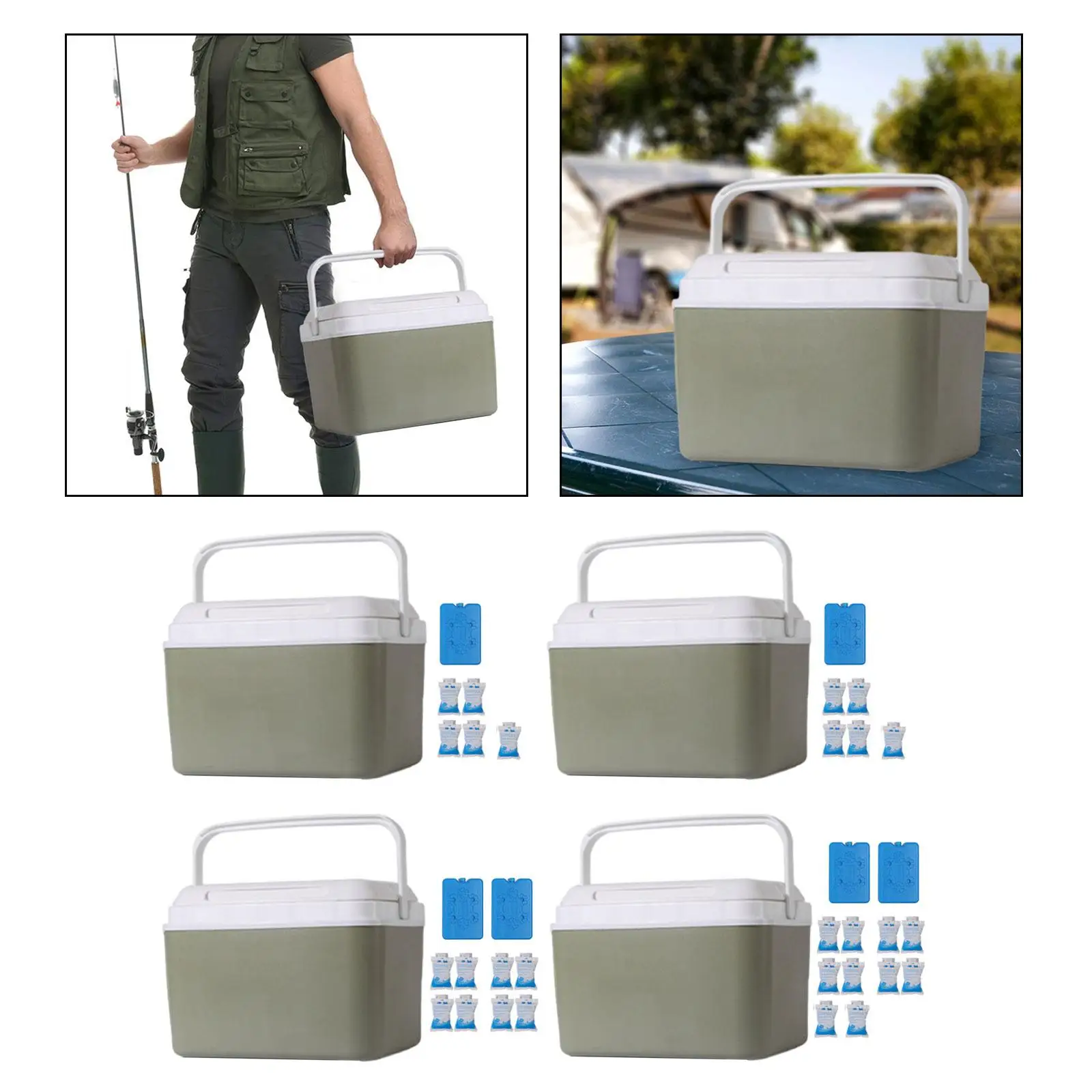 Insulated Cooler Box with Handle Beverage Storage Organizer Hard Cooler Ice Box for Outdoor Stall Fishing Boat Fresh Keeping