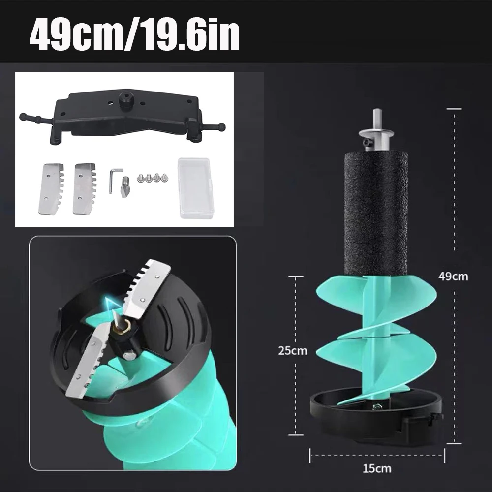 Ice Drill Auger Nylon Blade Sturdy Fast Cutting Portable Metal Ice Auger for Rivers Fishing Outdoor Activities Winter Sports