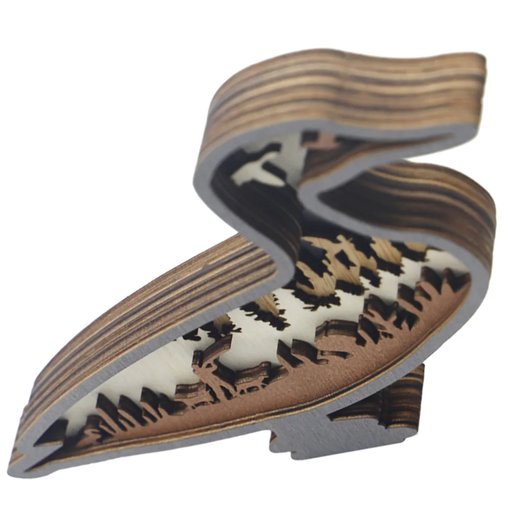 

Wooden Craft Multilayer Wood Decor Duck Carved Ornament Desktop Sculpture Home Party Supply Decoration Multilayer Wood Decor