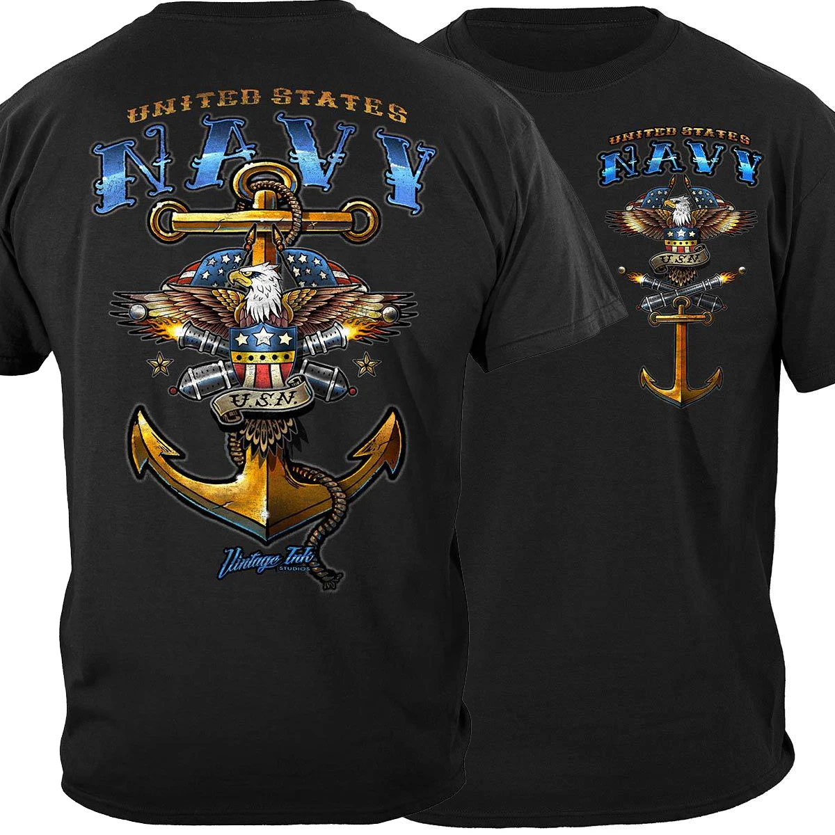 

Vintage Bald Eagle Anchor Tattoo T-Shirt 100% Cotton O-Neck Summer Short Sleeve Casual Mens T-shirt Size S-3XL