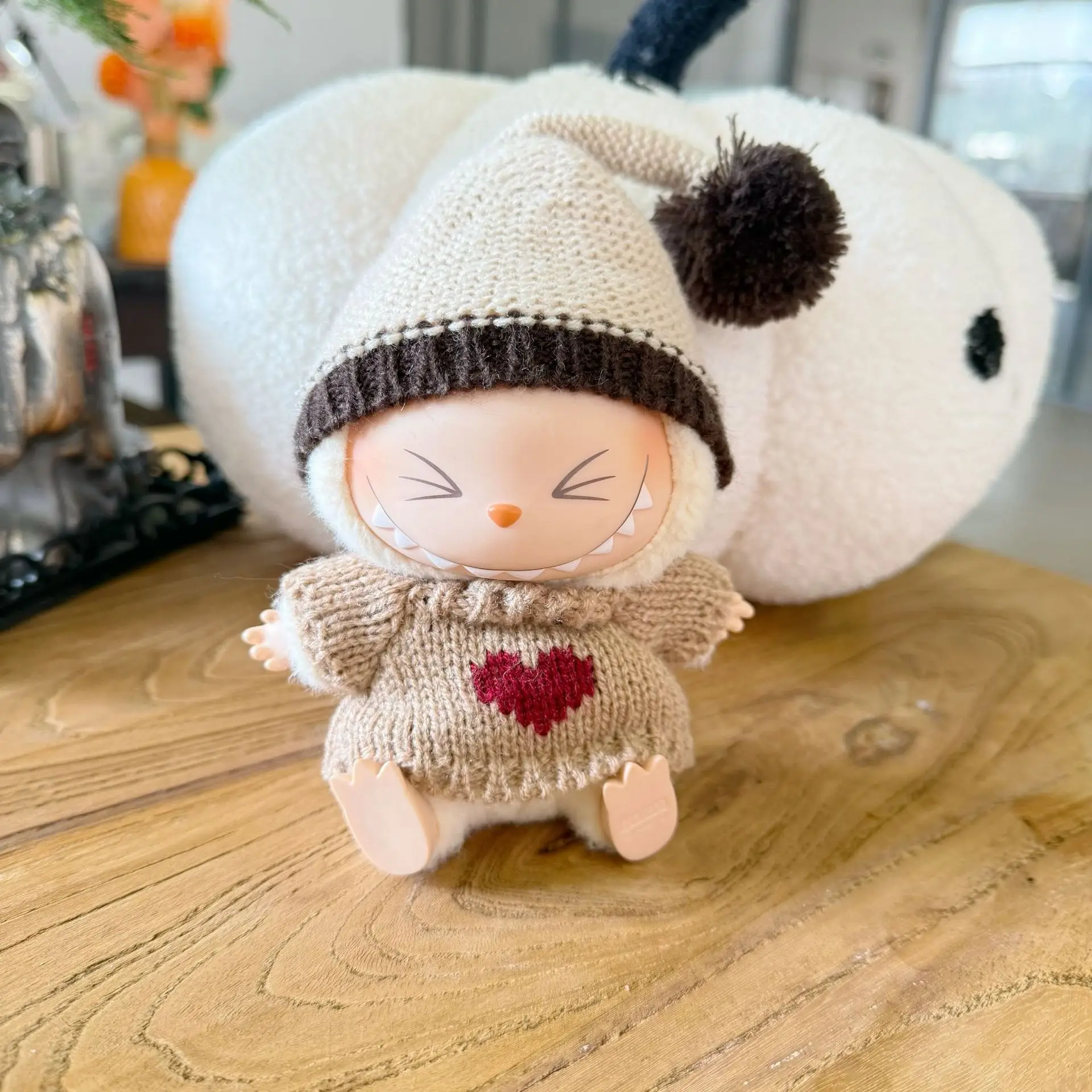 Coffret cadeau ultime pour poupées Labubus assises de 17cm, pull, chapeau, lunettes, vêtements et accessoires complets, cadeau