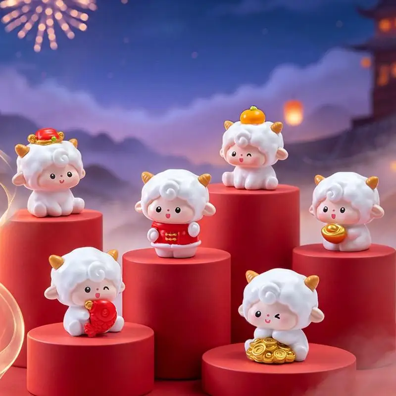 2027 New Year Waterproof Cartoon Sheep Micro Landscape Ornament Resin Home Decor for Balcony Garden Indoor Party