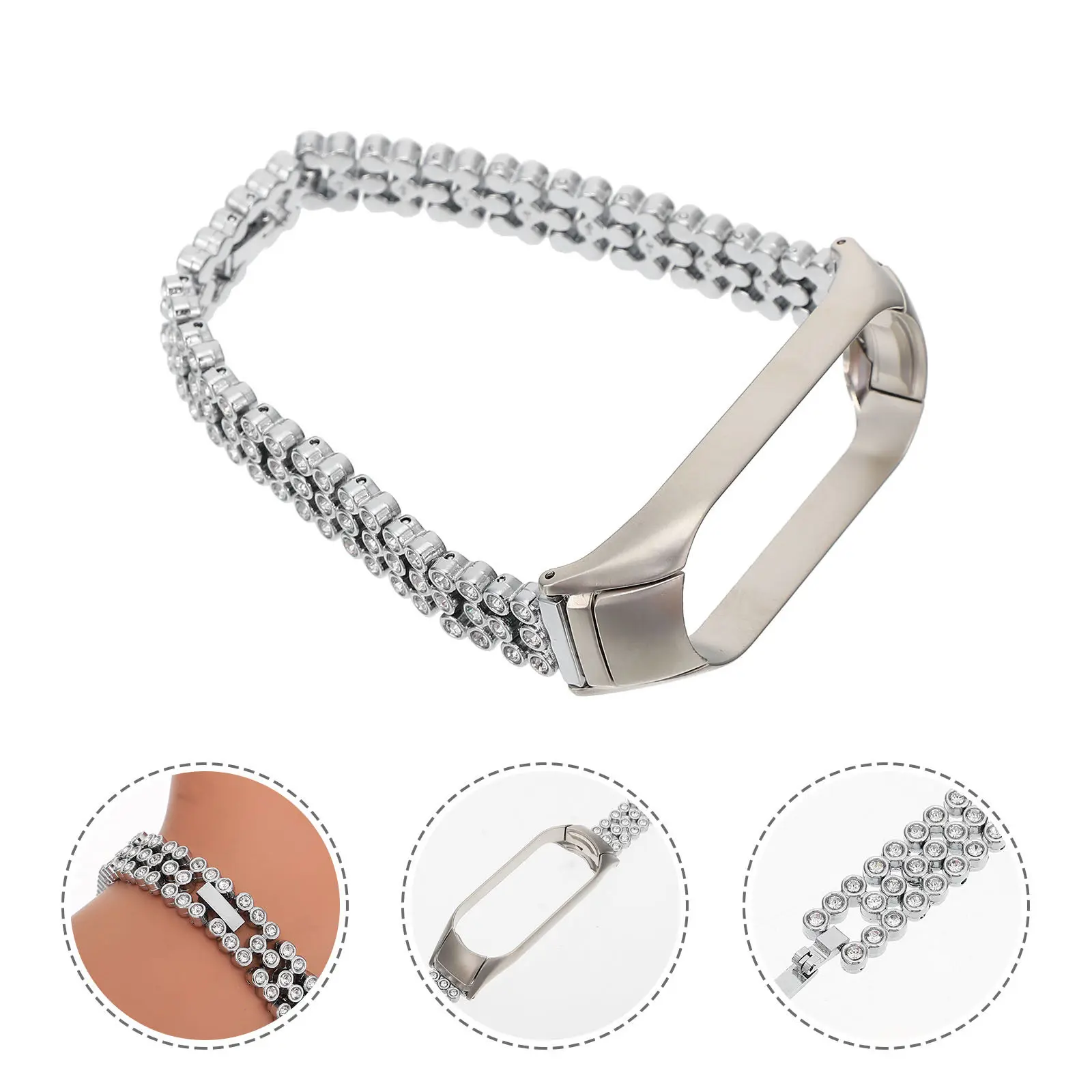 

1Pcs Zinc Alloy Steel Band Modern Shiny Watch Strap Stylish Stainless Steel Watch Band Replacement Comfortable