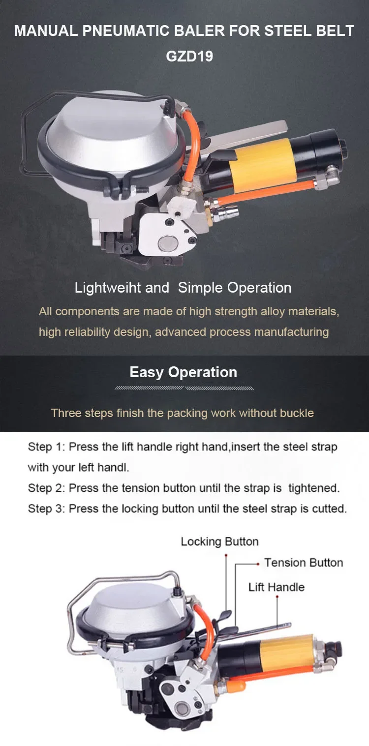 pneumatic strapping machine combination steel strapping tools for metal strip steel band bundling machine