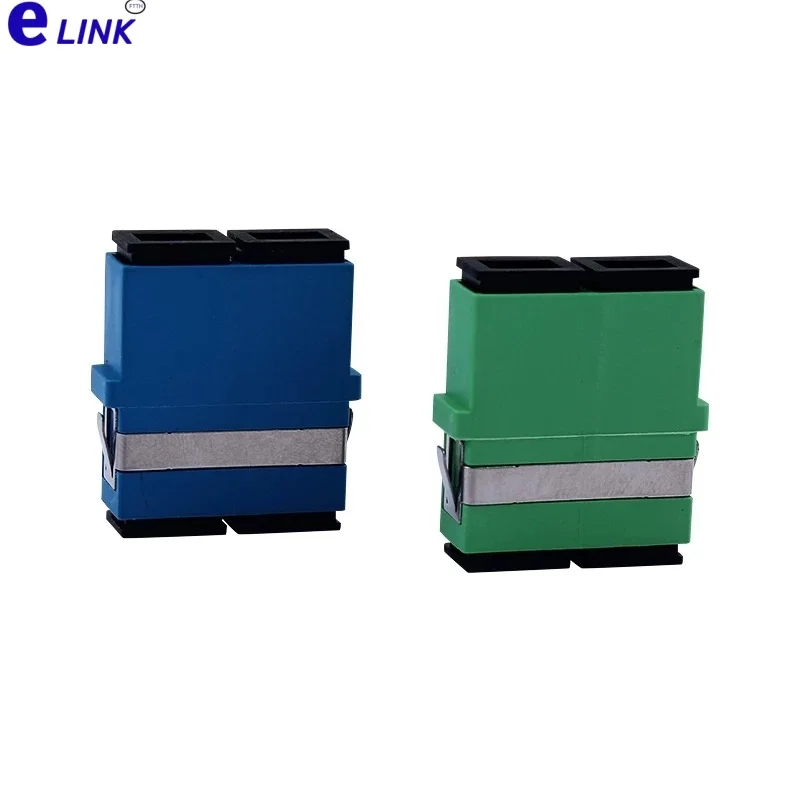 SC adapter duplex 100pcs flangeless green blue SM SCAPC fiber optic coupler SC-SC short ear dual connector FTTHELINK IL 0.2dB