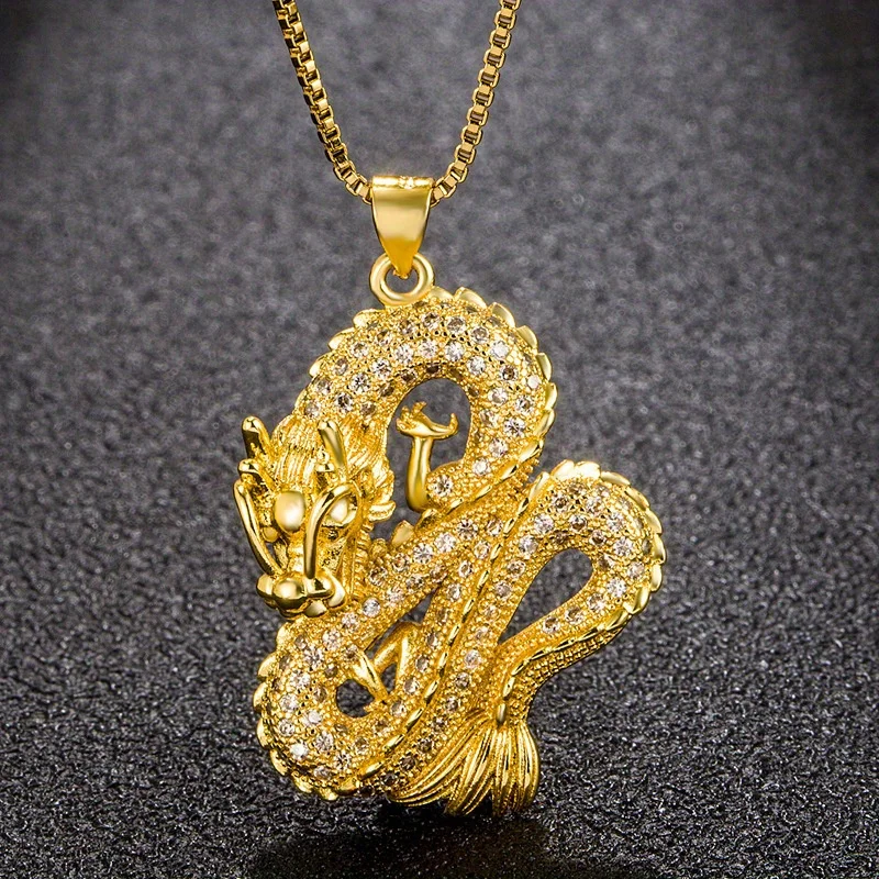 【Micro-inlaid Zirconia】Domineering and Fashionable Hip-hop Chinese Dragon Pendant Necklace