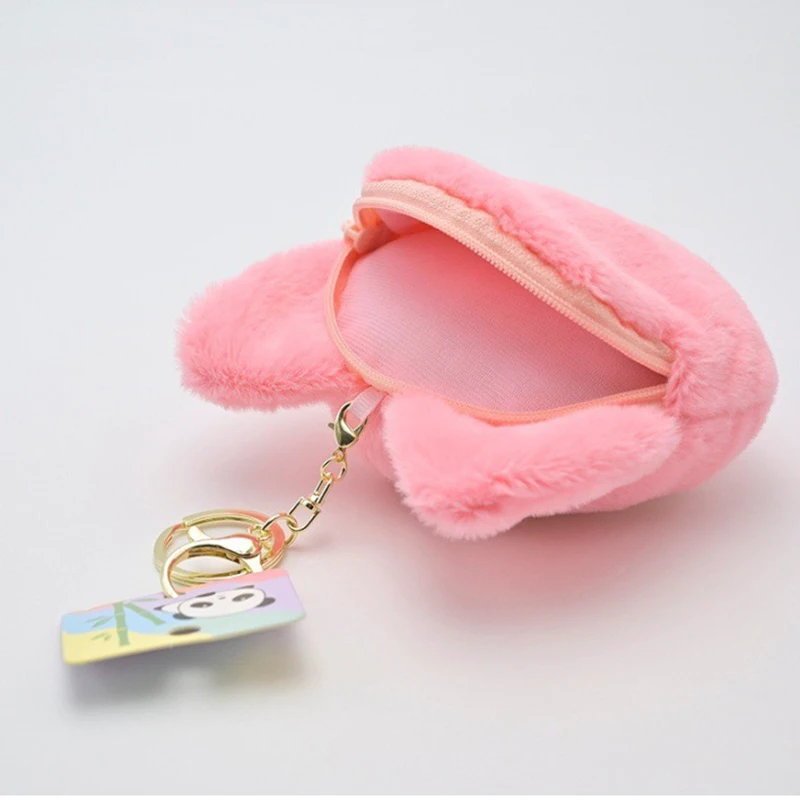 Cartoon Pink/red Sweet Little Fox Plush Toy Coin Purse Funny Animal Doll Headphone Storage Bag Children's Festival Birthday Gift