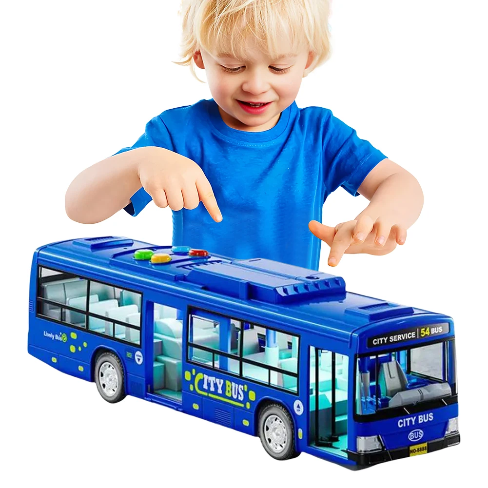 Juguete de autobús de ciudad eléctrico, modelo de coche con pilas, juguete con luz y música, modelo de autobús de simulación, juguete interactivo para niños y niñas