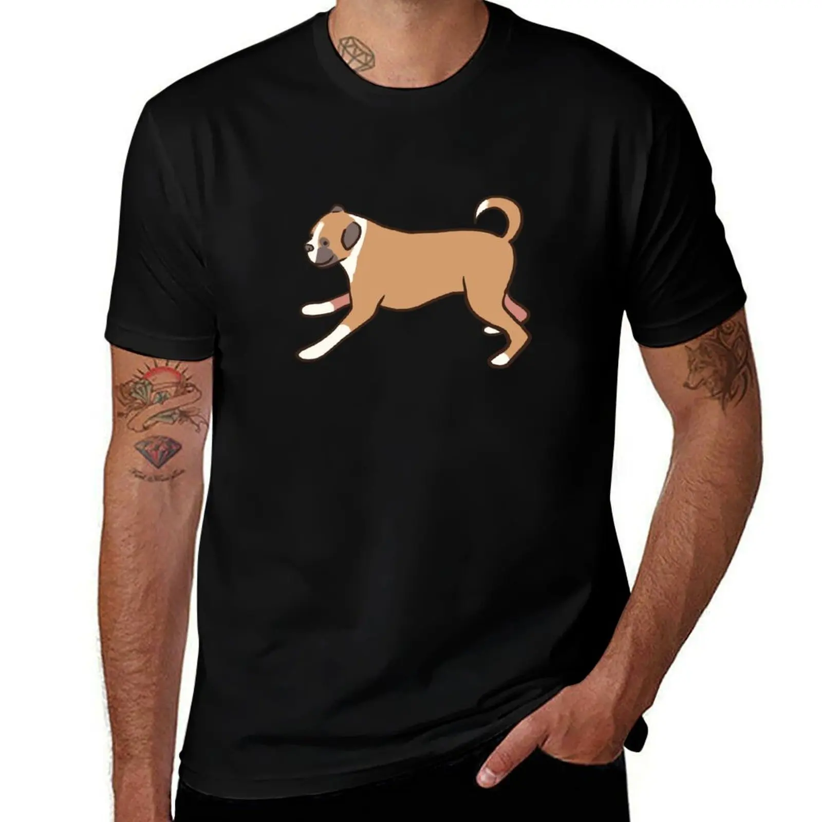 

boxer dog illustration T-Shirt vintage clothes quick drying basketball graphic tees anime shirts men