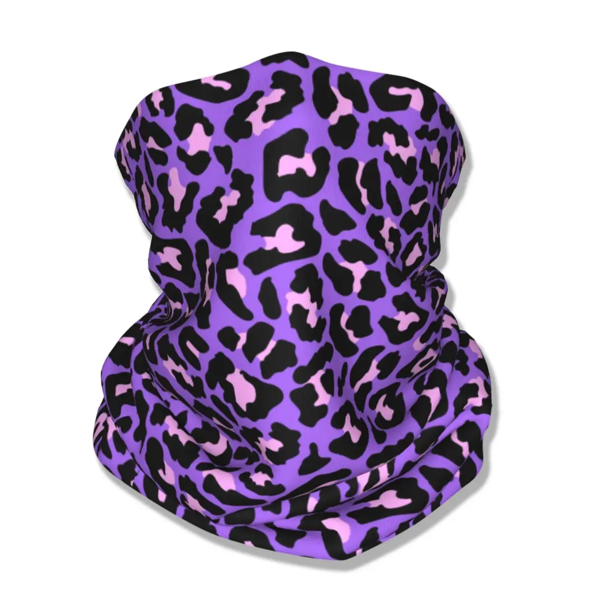 Neon Purple Pink Leopard Print Bandana Neck Cover Printed Exotic Animals Mask Scarf Multifunctional Face Mask Riding Adult