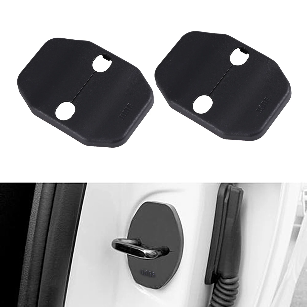 

4 Pcs Door Lock Cover Black Car Buckle Protection Trim ABS