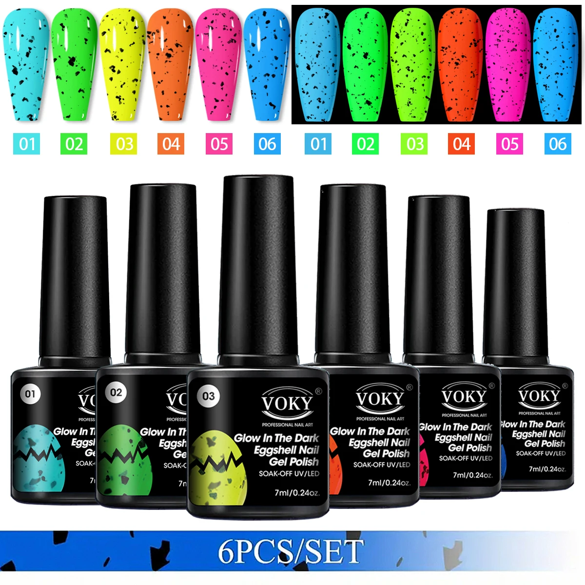 

VOKY 6pcs luminous eggshell gel nail polish, soaked in UV gel nail salon suitable for nail salons/nail salons/nail salons