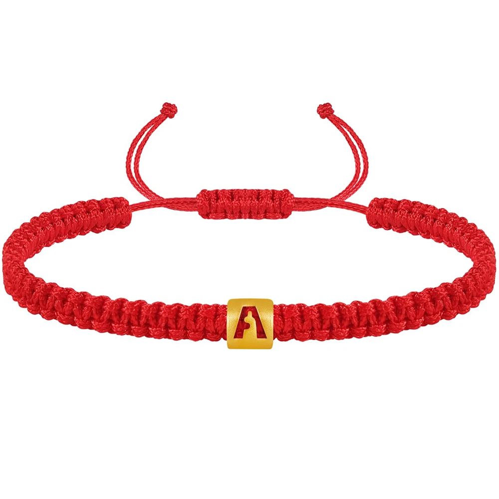 26 Alphabet Handmade Adjustable Red String Bracelet Initial Bracelets for Women Men Teen Boys Girls Woven Rope Braided Letter