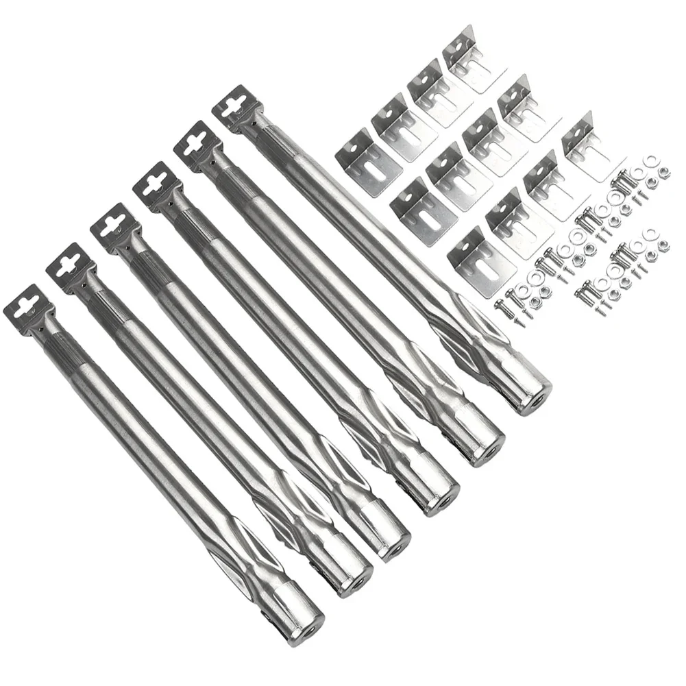 Long Lasting Stainless Steel Burner Set 6 Pack For Gas Grills Retractable 35 42cm Length Optimal Heat Distribution