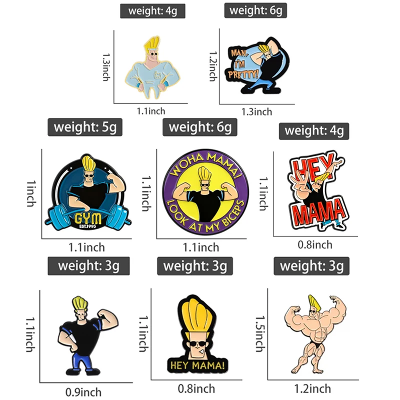 Cartoon Animation Character Muscular Man Enamel Pin Animated Figure Hey Mama Look at My Biceps Brooch Lapel Badge Jewelry Gifts